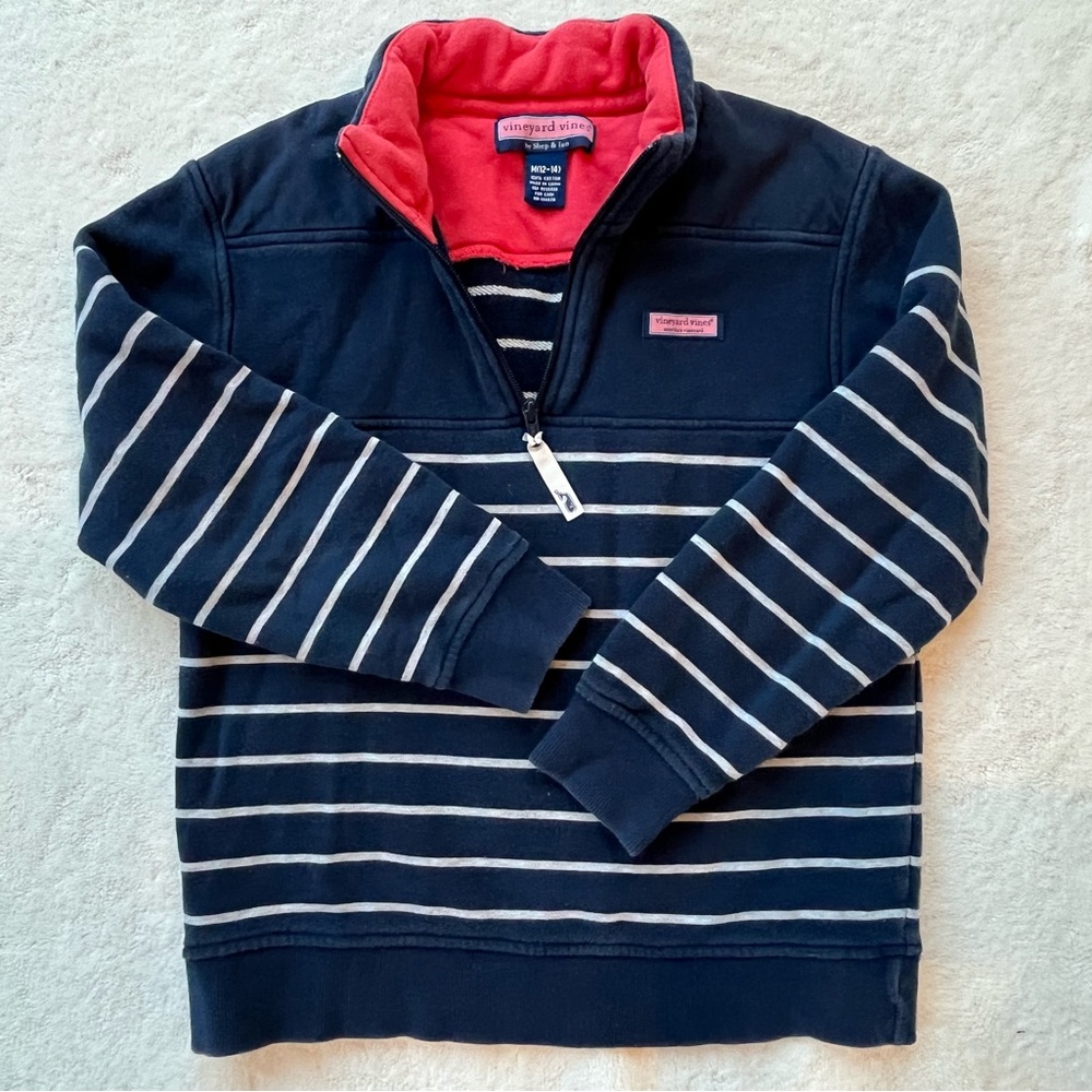 Boy’s Vineyard Vines navy and white striped Shep shirt